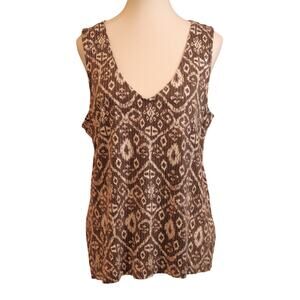 Women's Sleeveless Sequin Top V Neck Charter Club Brown & White size Petite Lg
